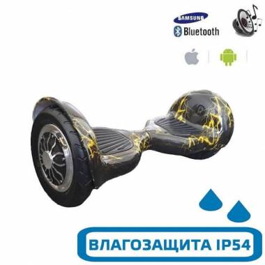Гироскутер с Влагозащитой Smart Balance 10" APP+Самобаланс (Черный с желтыми молниями) &mdash; GIROSKUTERSTORE